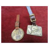 (2)Vintage Industrial advertising pocket watch fob