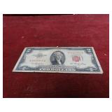 1953-$2 Red seal US banknote.