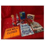 Dolls, light holders, signs.