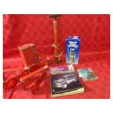 Hazzard reflectors, bicycle pump, Toyota manual