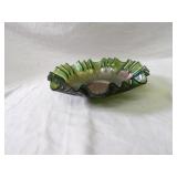 Green carnival glass dish.