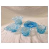 Vintage Blue opalescent glass lot.