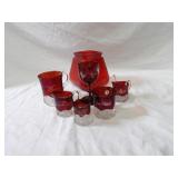 Ruby etched souvenir glass lot.