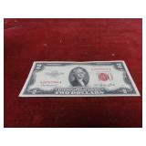 1953-$2 Red seal US banknote.