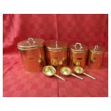 Copper canister set w/ measuring cups.