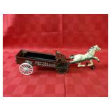 Cast iron horse & wagon cart.