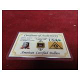 1/4 grain US gold bullion.