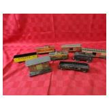 Vintage tin model train cars & accessories.