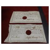 (2)1790's Pomeroy Comptroller interest certificate