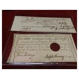 (2)1790's Pomeroy Comptroller interest certificate