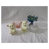 Vintage pig S&P shakers, hobnail glass.