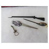 Vintage letter openers, roach clips.