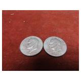 (2)1974 P&D Eisenhower Ike Dollar US coins