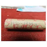 Roll Lincoln wheat cents. 1930-1939s.