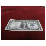 1957-Silver certificate $1 US banknote.