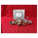 Silver plate on copper serving dishes, picture fra