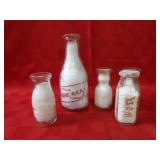 (4)Vintage glass milk bottles.