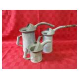 (3)Vintage galvanized oil cans.