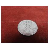 1942d 90% silver US coin. Walking liberty half.