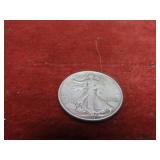 1943 90% silver US coin. Walking liberty half.