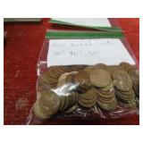 (100)Lincoln Wheat cents US coins 30's-50's