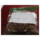 (100)Lincoln Wheat cents US coins 30's-50's