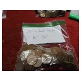 (100)Lincoln Wheat cents US coins 30's-50's