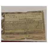 1780's Connecticut treasurer interest certificate.