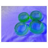 (4)Anchor hocking vaseline glass furniture coaster