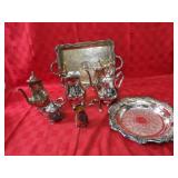 Silver plate Rogers tea set.