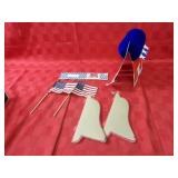 Vintage patriotic pieces & small flags.