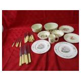 Vintage flatware, children's dishes. Elsie cow