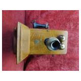 Antique Oak wall telephone American Electric
