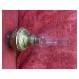 Miller Antique Brass oil lamp w/glass Chimney
