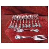 (12)Monticello Lunt Sterling silver Salad forks.