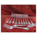 (12)Monticello Lunt Sterling silver dinner forks.