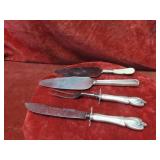 (4)Monticello Lunt Sterling silver knife handles.