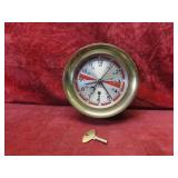 Vintage Chelsea brass ship clock w/key.