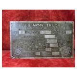 WWI era 1920 US Army truck Plaque Class B