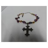 Sterling silver multi colored stone cross