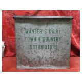 Vintage Wanzer's Dairy galvanized milk box.