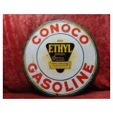 30' Dbl sided porcelain Conoco Gasoline sign.