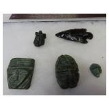 Mesoamerican pre-Columbian face pendants.