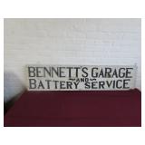 Dbl sided Hand painted Bennett's Garage sign.