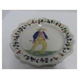 Brenton Folk art pottery redware plate 12-1/4'