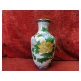 Large Cloisonne brass enamel vase. Butterfly