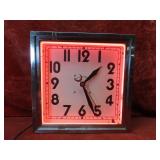 Vintage Neon clock sale co. Clock works.