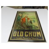 Framed Old Chum Tobacco poster sign.