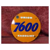 Porcelain Union 7600 Gasoline pump sign.