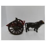 Cast iron Ox Cart w/driver